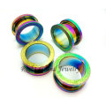 Newest 2014 Sandblasted PVD Rainbow Flesh Tunnel Plug Expander